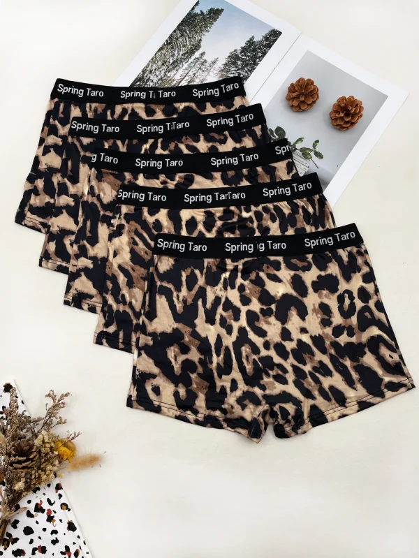 Culotte léopard femme – Lot de 5 slips taille haute confortables