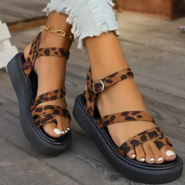 sandales leopard femme compensee