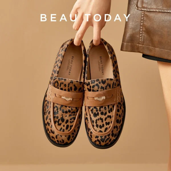 mocassins leopard femme cuir