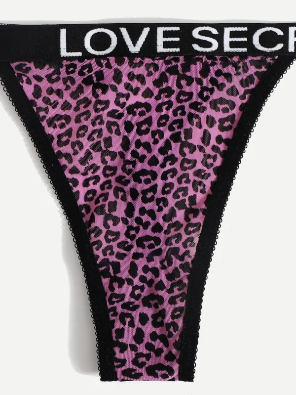 String Léopard Ficelle Noire "Love Secret"