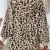 Veste léopard à capuche femme – Manteau chaud en peluche