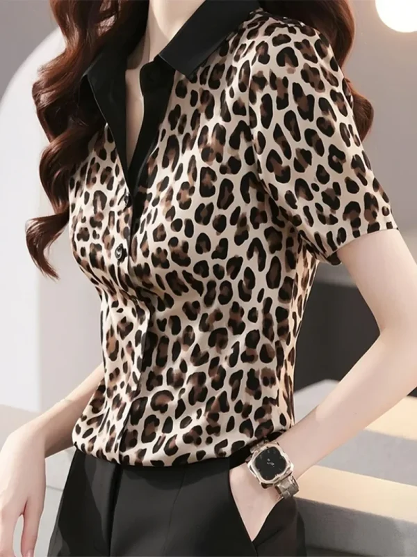 Chemise léopard femme en chiffon slim