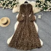Robe léopard femme sexy – Taille haute élégante avec strass scintillants