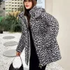 Doudoune léopard femme – Chaude et ample en coton
