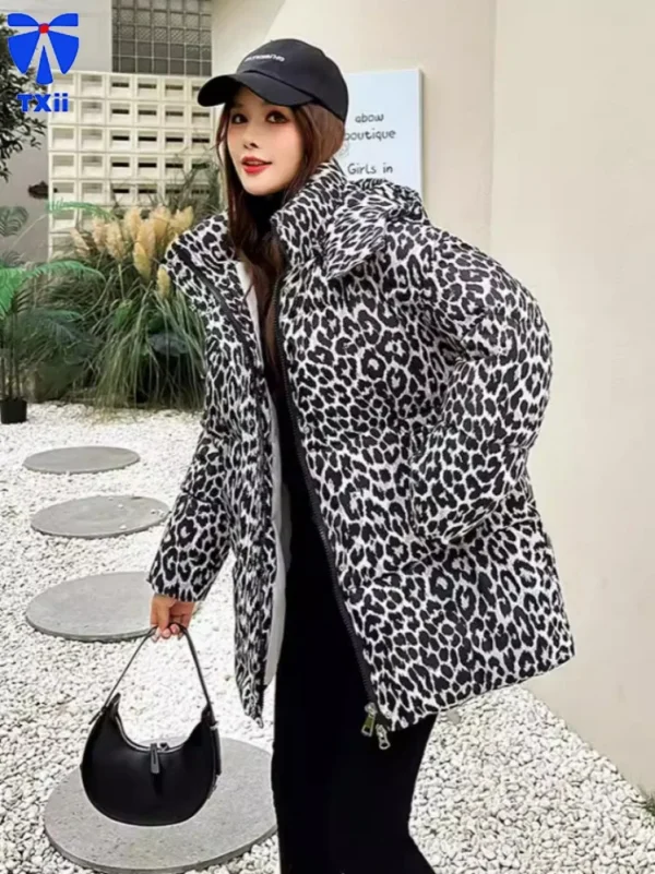 Doudoune léopard femme – Chaude et ample en coton