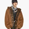 Veste femme léopard à capuche oreilles – Chaude et originale