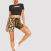 Shorty léopard femme taille haute – Fitness gainant et élégant