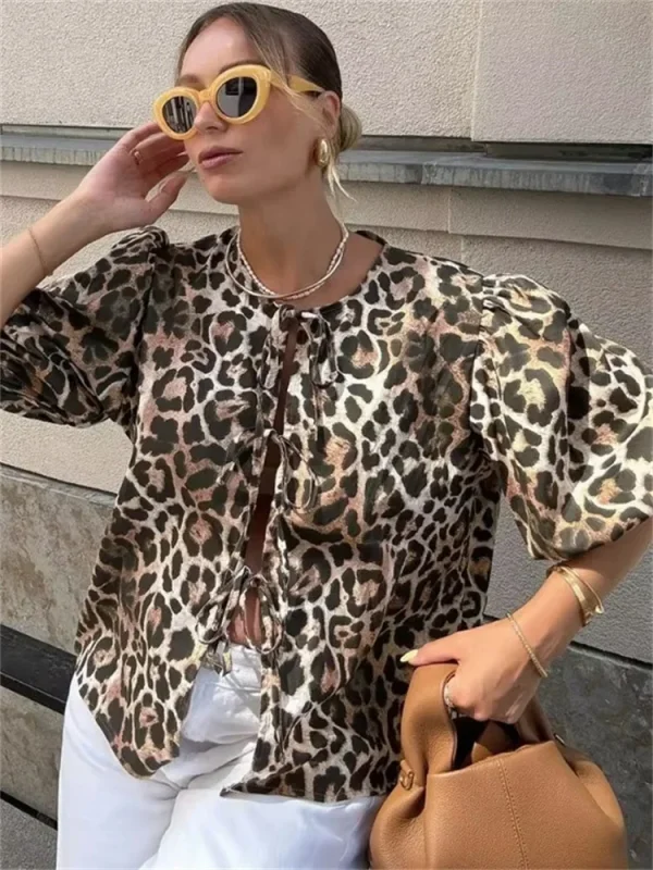 Chemise imprimée leopard femme