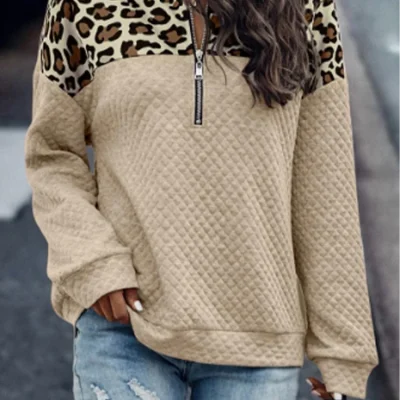 Pull léopard femme manches longues automne-hiver