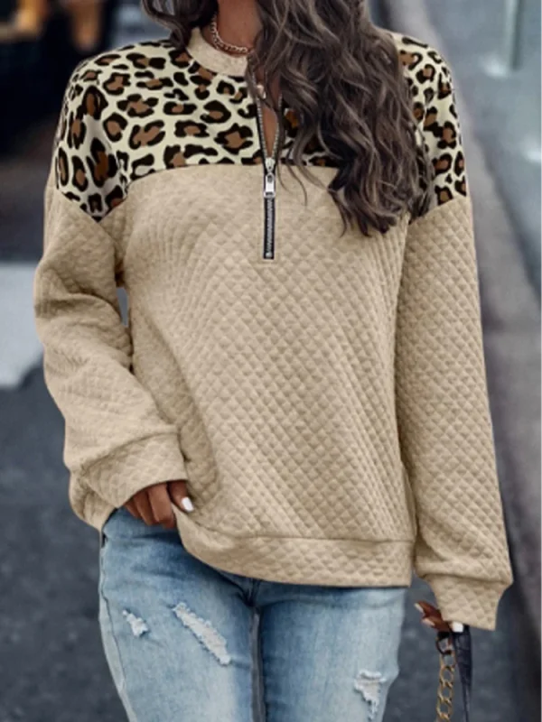 Pull léopard femme manches longues automne-hiver