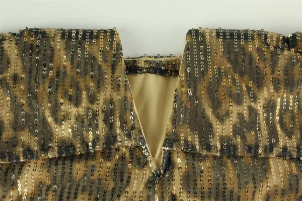 Robe imprimée léopard femme – Bodycon paillettes, col en V