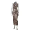 Robe léopard femme sequins – Dos nu et coupe slim élégante