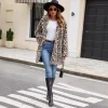 Manteau léopard femme – Fausse fourrure mi-longue chaude et élégante
