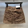 Mini jupe léopard femme en jean – taille haute sexy café denim