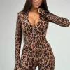 Combi léopard femme – Zip-up manches longues et taille haute