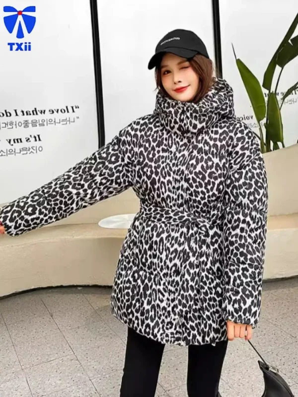 Doudoune léopard femme – Chaude et ample en coton