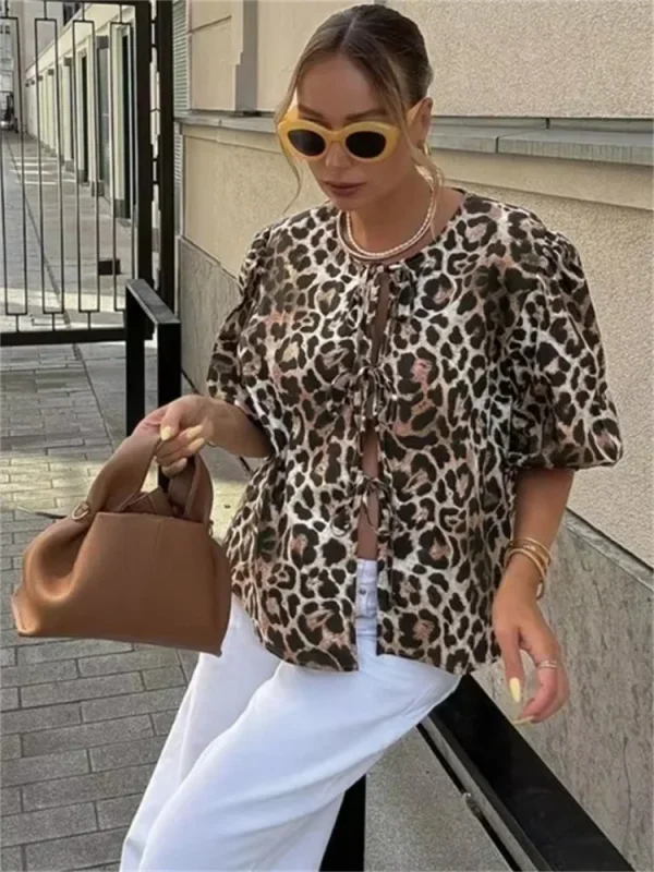 Chemise imprimée leopard femme