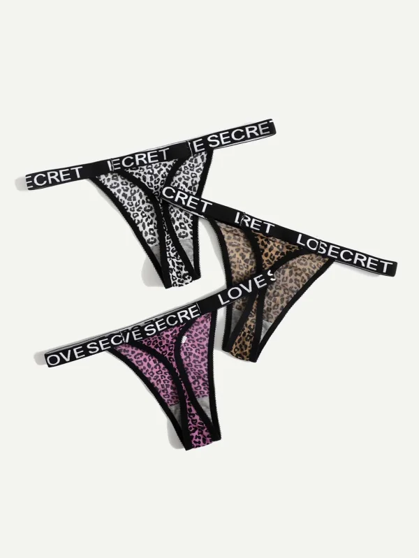 String Léopard Ficelle Noire "Love Secret"