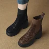 Bottes punk léopard femme – cuir patchwork talon chunky