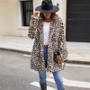 Manteau léopard femme – Fausse fourrure mi-longue chaude et élégante