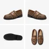 Mocassins léopard femme – cuir véritable et talon carré