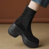 Bottes punk léopard femme – cuir patchwork talon chunky