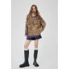 Pull léopard oversize col violet femme