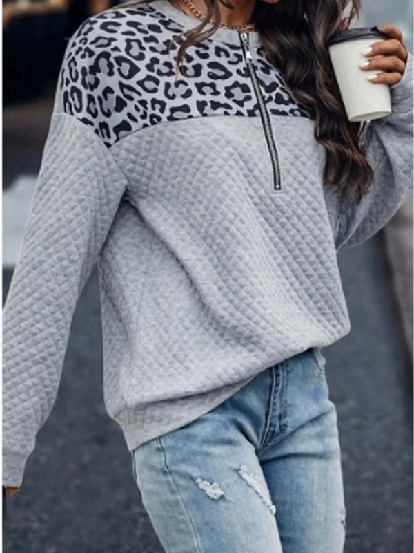 Pull léopard femme manches longues automne-hiver