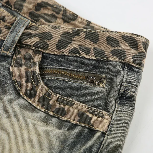 Short léopard femme denim rétro sexy hot pants