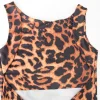 Robe léopard sexy femme – Maxi bodycon dos nu avec col rond