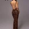 robe leopard sexy femme maxi