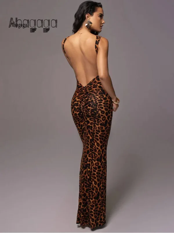 robe leopard sexy femme maxi