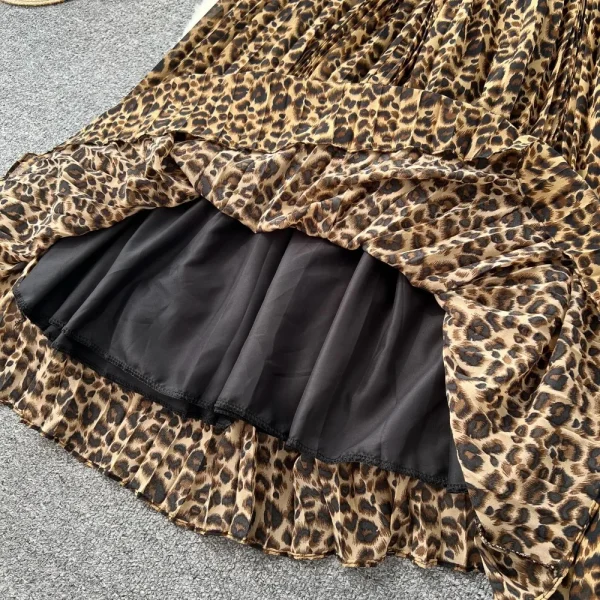 Robe léopard femme sexy – Taille haute élégante avec strass scintillants
