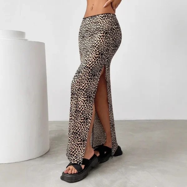 Jupe Léopard Femme Sexy Taille Haute Fendue – Élégante et Moderne