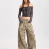 Pantalon léopard femme cargo – taille haute large coupe streetwear