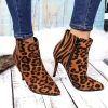 Bottines Imprimées Léopard à Talons