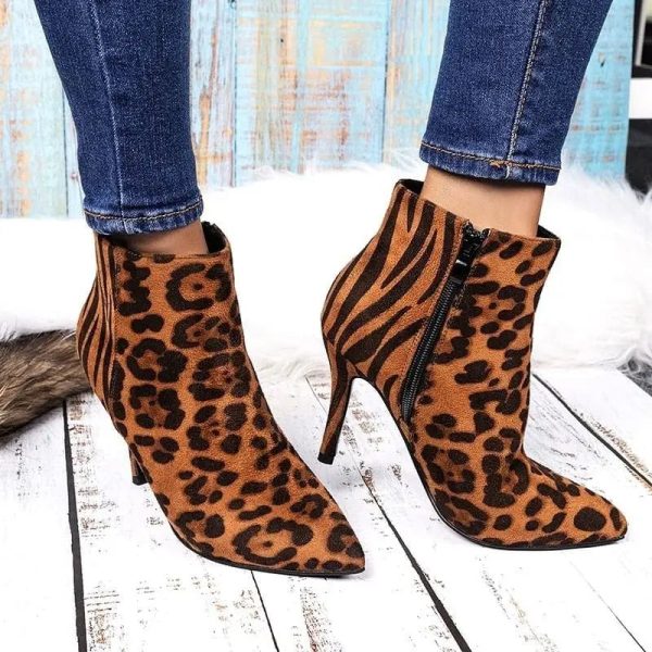 Bottines Imprimées Léopard à Talons