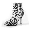 Bottines Imprimées Léopard à Talons Blanches