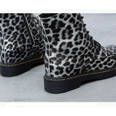 Bottines Imprimées Léopard Grises