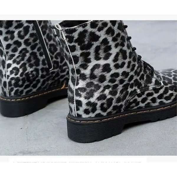 Bottines Imprimées Léopard Grises