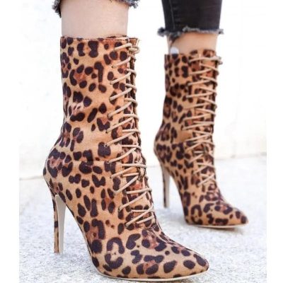 Bottines Lacets Léopard