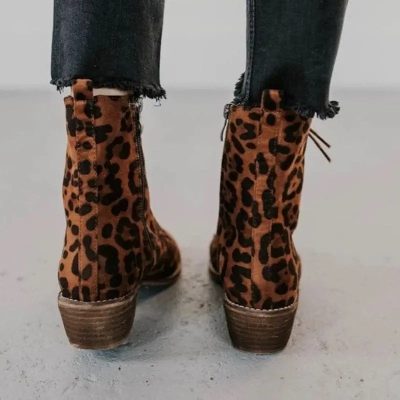 Bottines Lacets Léopard Petits Talons