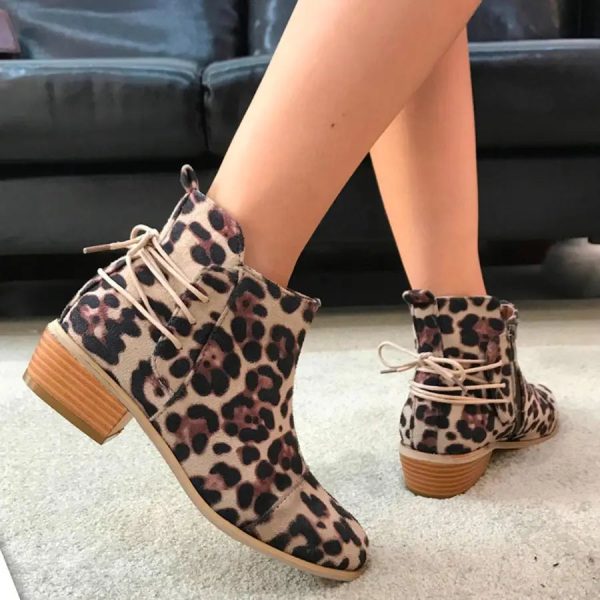Bottines Léopard à Fermeture Éclair Blanches