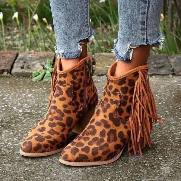 Bottines Léopard à Franges