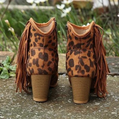 Bottines Léopard à Franges