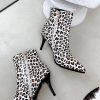 Bottines Léopard Blanches à Talons