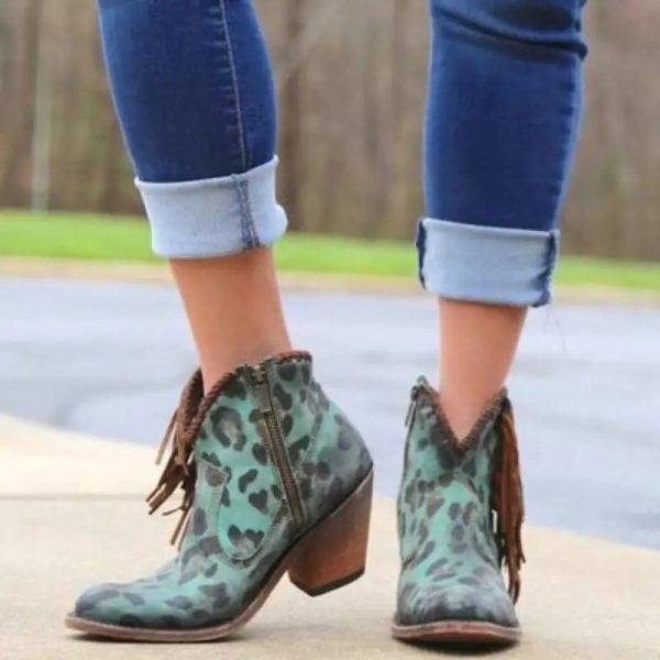 Bottines Léopard Femme à Franges