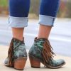 Bottines Léopard Femme Vertes à Franges