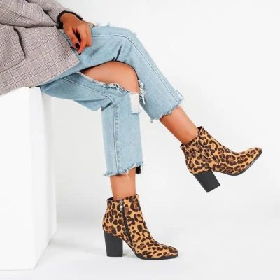 Bottines Léopard Tendances à Talons