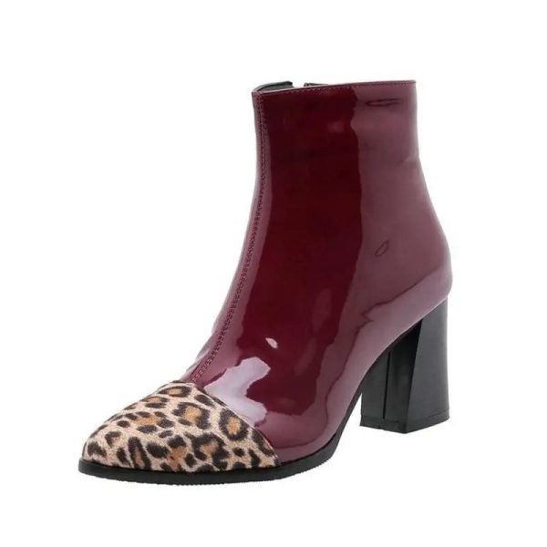 Bottines Léopard Vinyles Bordeaux